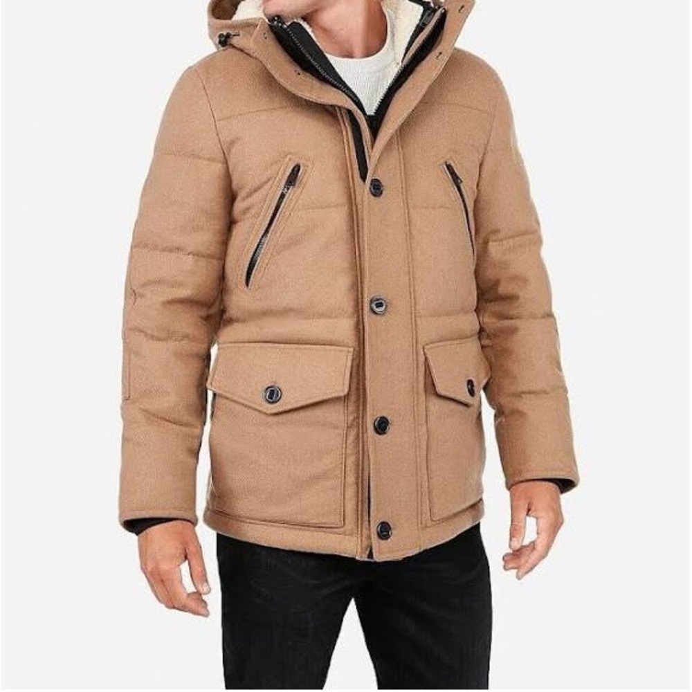 Express Mens Parka 3 In 1 Wool Blend, Size L